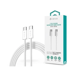Devia ST399381 Smart Series 60W PD Type-C/Type-C fehér 1m adat-és töltőkábel