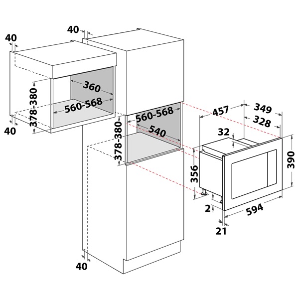 Dimarson DM-D70H20ESP-XTA 900W 20L fekete beépíthető mikrohullámú sütő
