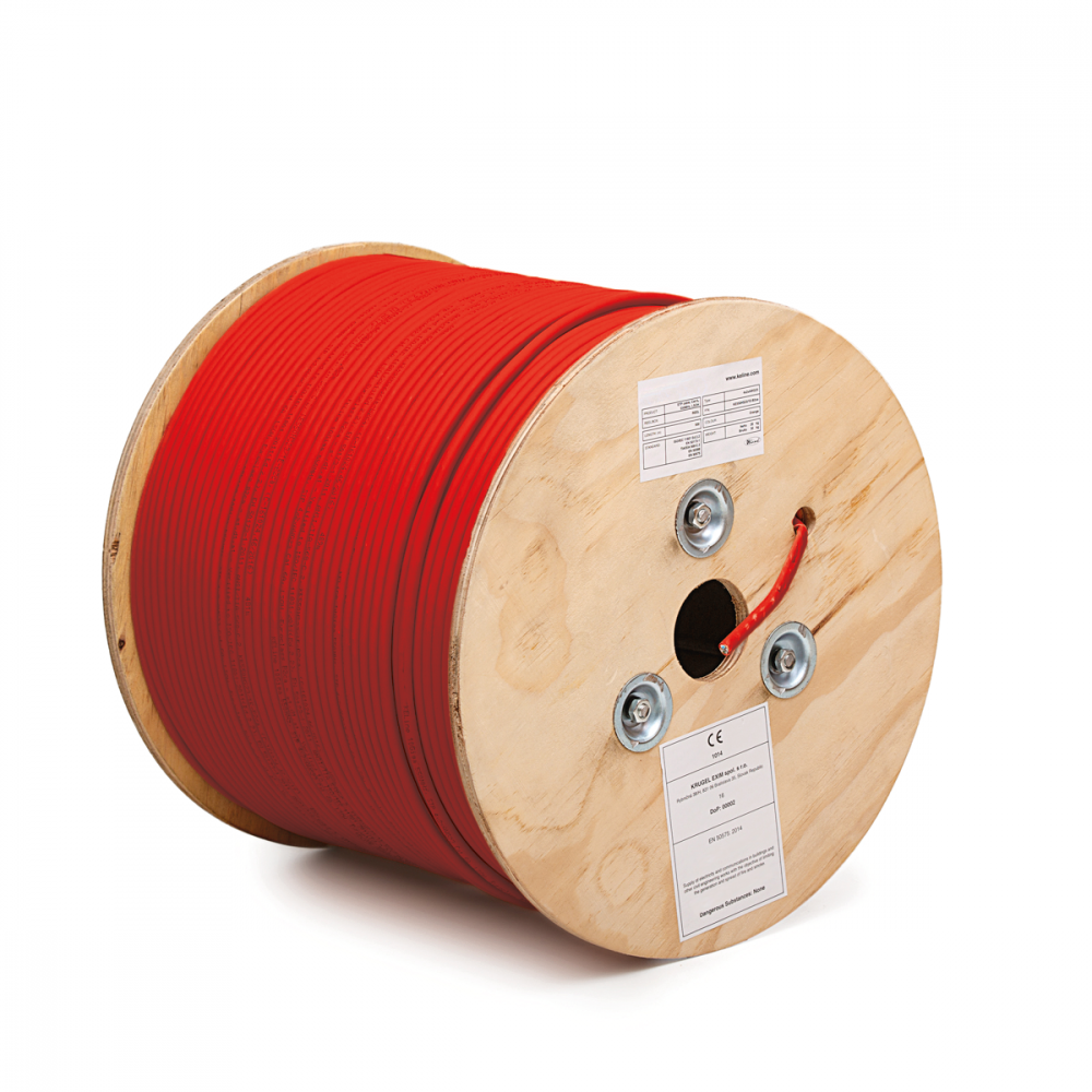 Draka Cat.5E (SF/UTP) LSFROH piros 180perc/950 °C árnyékolt tűzálló fali kábel/méter