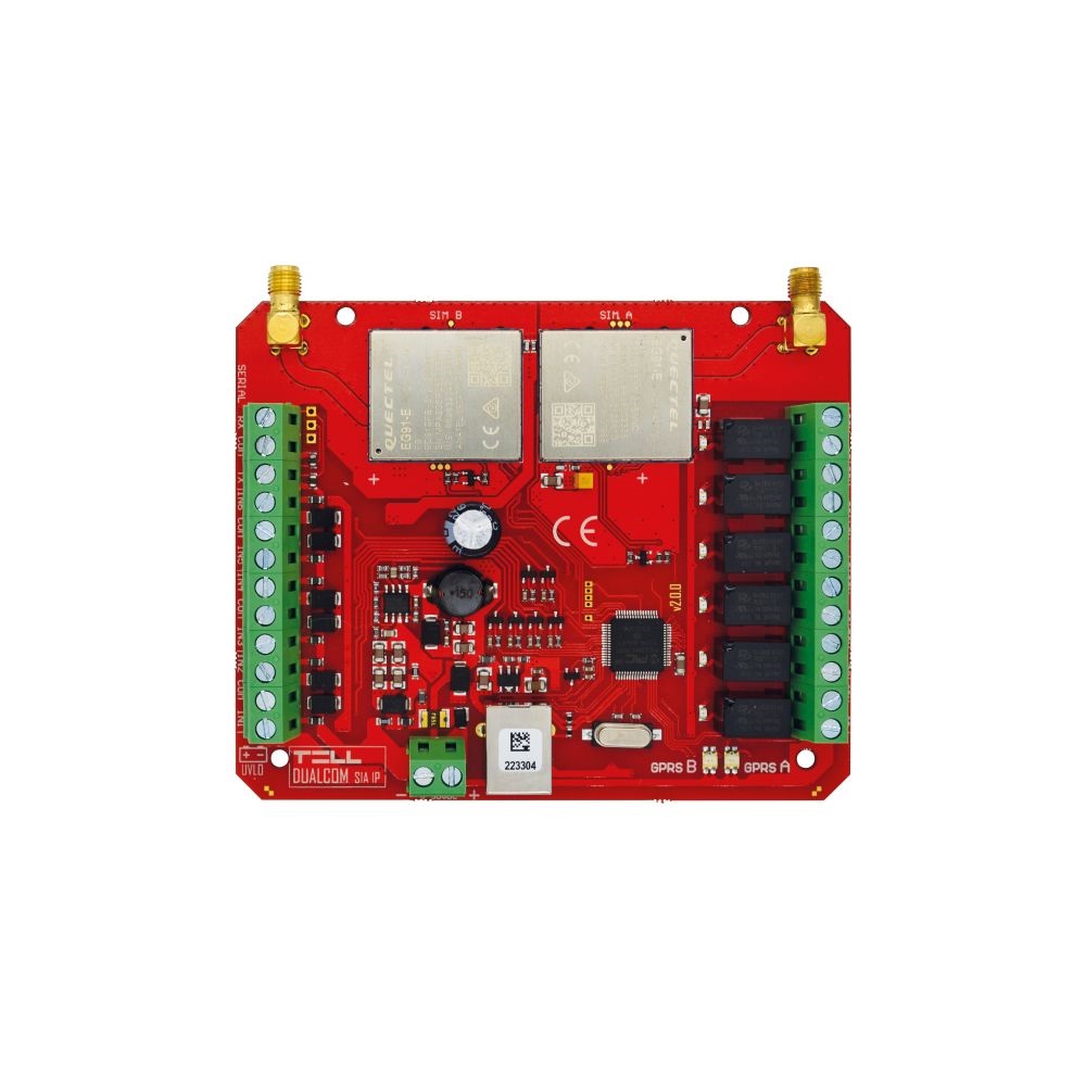 Dualcom SIA IP 4G (x2 SIM) -kontaktusvezérelt kommunikátor/4G,GPRS/SIA IP,TELLMon,TEX/6NO;NC;EOL bemenet/6 relékimenet