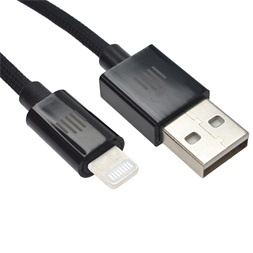 Dviced DV120002 1,25m USB A - Lightning fekete szőtt borítású adat- és töltőkábel