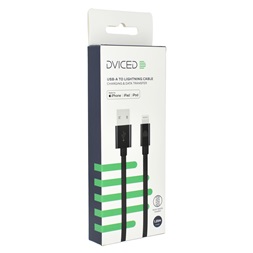 Dviced DV120002 1,25m USB A - Lightning fekete szőtt borítású adat- és töltőkábel