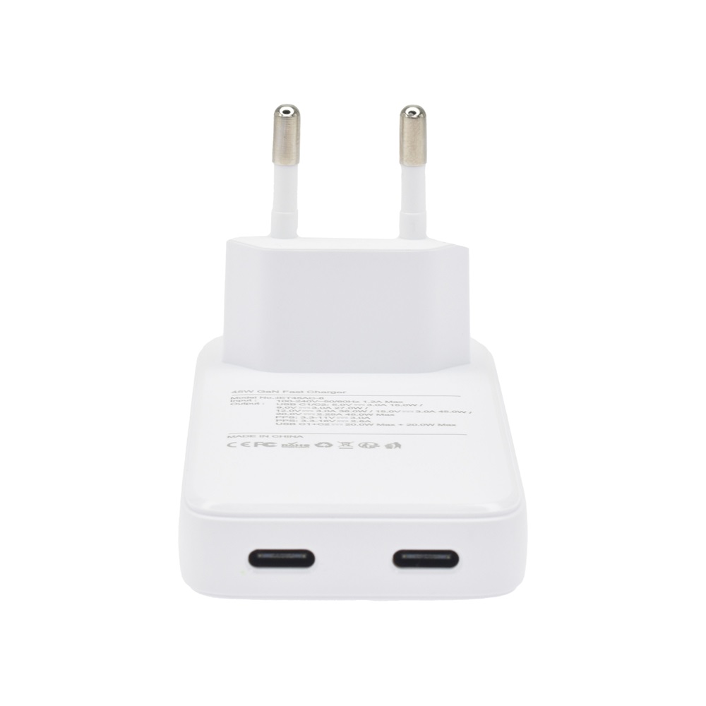 Dviced DV221001 45W 2xType-C GaN fehér hálózati töltő