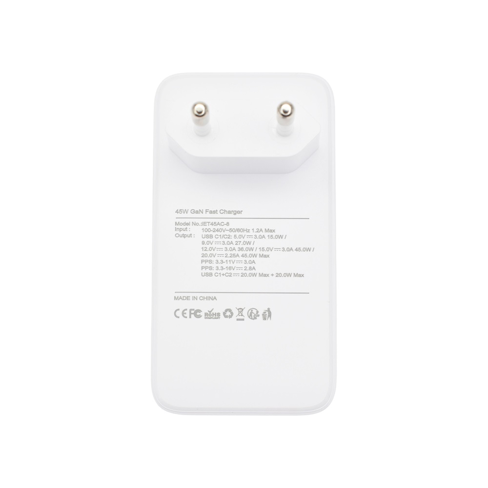 Dviced DV221001 45W 2xType-C GaN fehér hálózati töltő