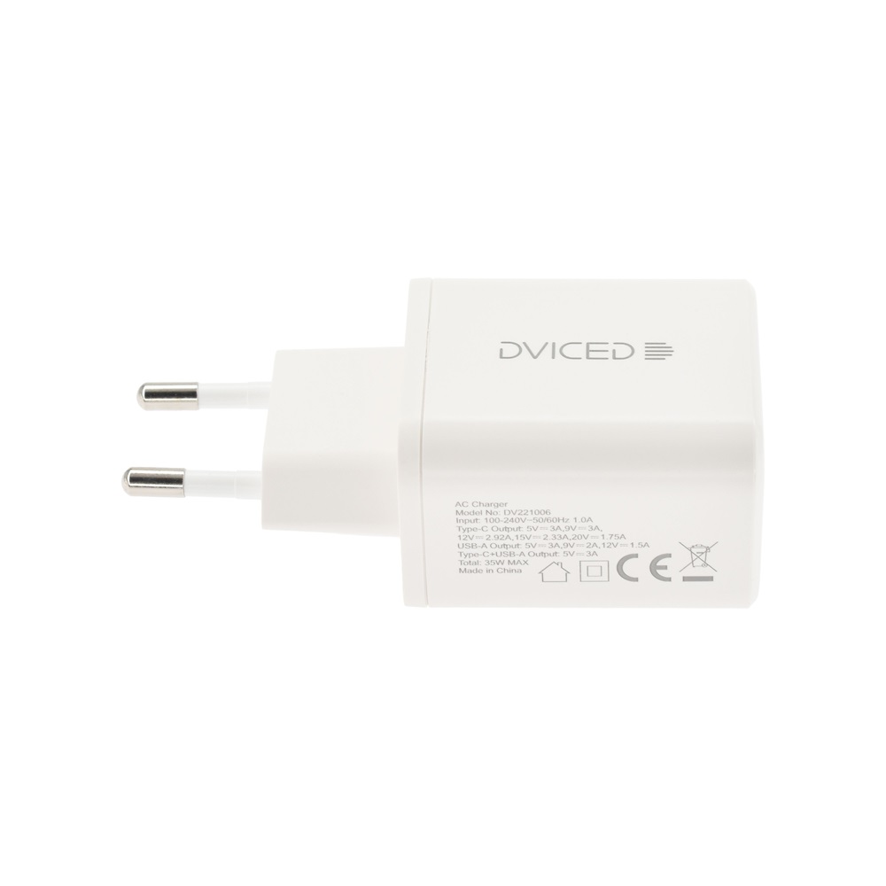 Dviced DV221006 35W USB/Type-C GaN fehér hálózati töltő