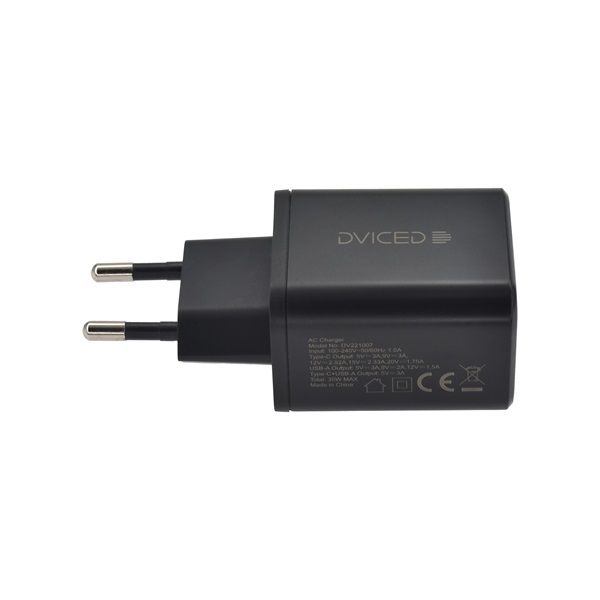 Dviced DV221007 35W USB/Type-C GaN fekete hálózati töltő