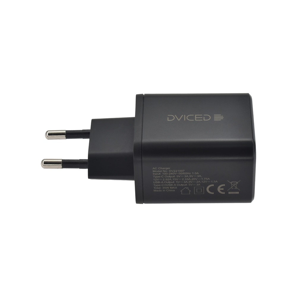 Dviced DV221007 35W USB/Type-C GaN fekete hálózati töltő