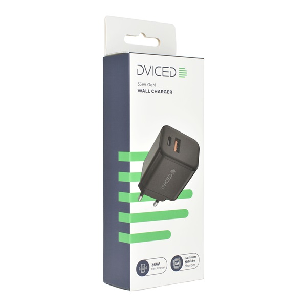 Dviced DV221007 35W USB/Type-C GaN fekete hálózati töltő