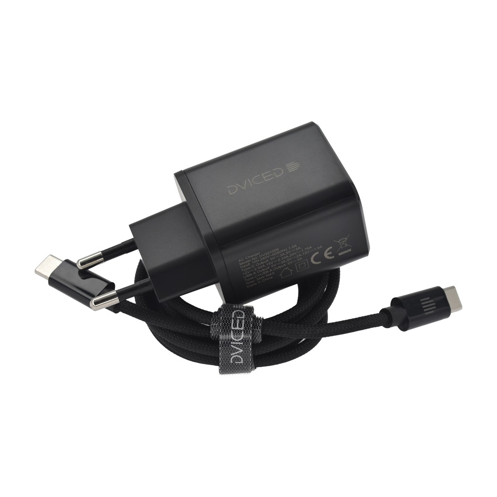 Dviced DV221009 35W USB/Type-C GaN fekete hálózati töltő + Type-C kábel