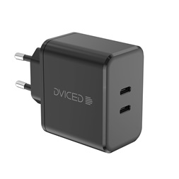 Dviced DV221011 65W 2xType-C GaN fekete hálózati töltő + Type-C kábel