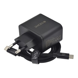 Dviced DV221011 65W 2xType-C GaN fekete hálózati töltő + Type-C kábel