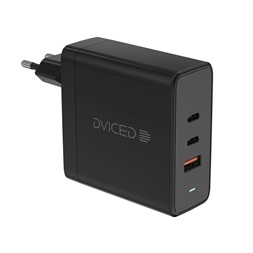 Dviced DV221013 65W 2xType-C/USB GaN fekete hálózati töltő + Type-C kábel