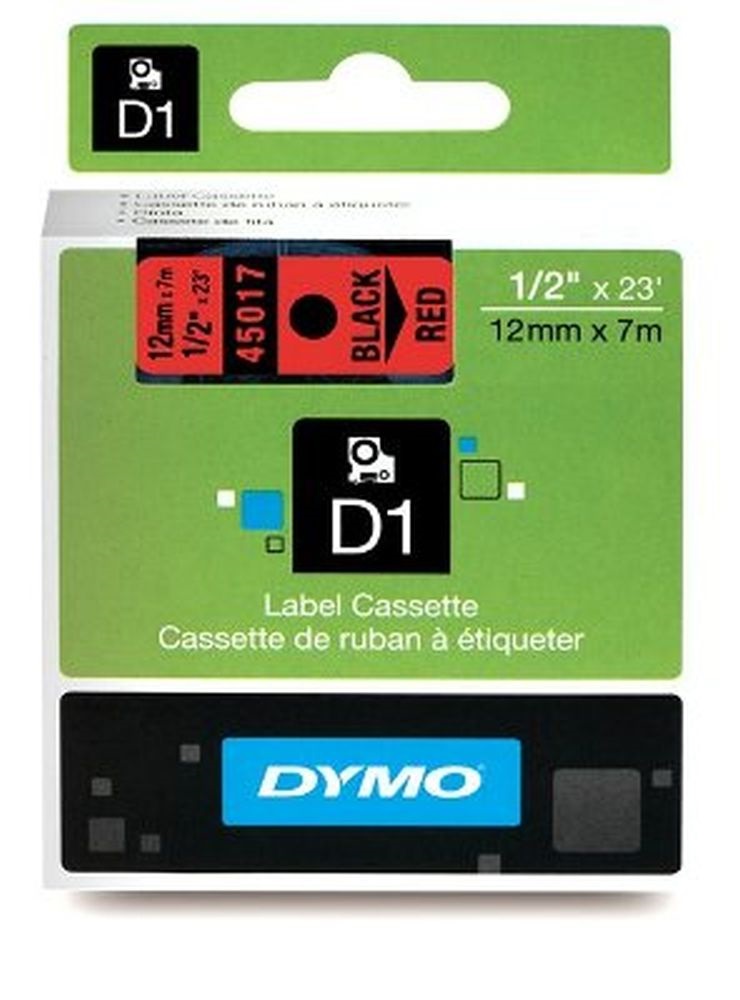 Dymo D1 12mmx7m fekete/piros feliratozógép szalag