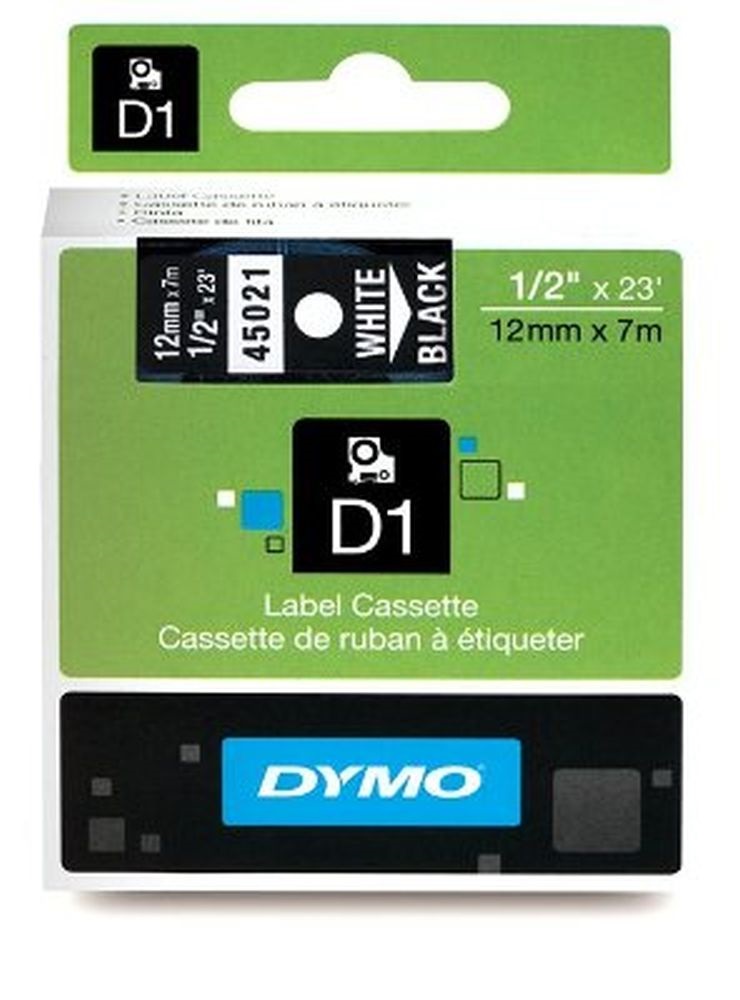 Dymo D1 12mmx7m fekete/fehér feliratozógép szalag