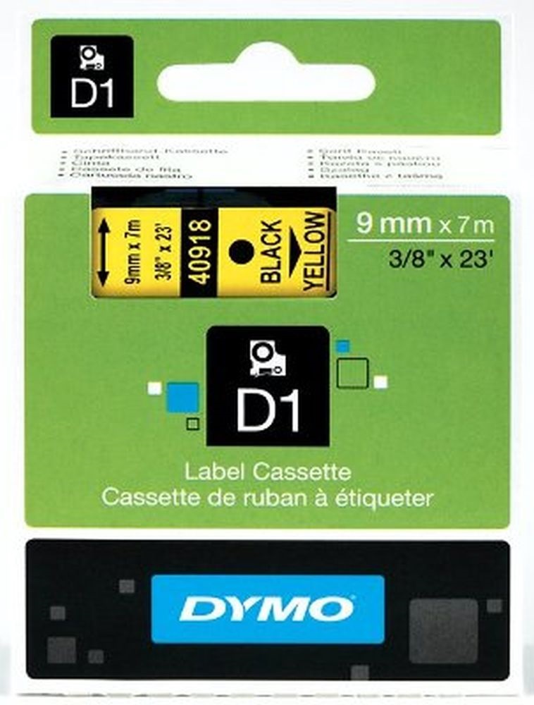 Dymo D1 9mmx7m fekete/sárga feliratozógép szalag