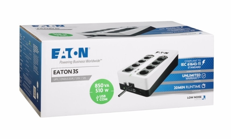 EATON 3S 850 DIN 510W fekete-fehér szünetmentes tápegység