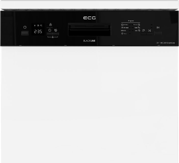 ECG EDF 300363 BlackLine fehér, programok száma: 7, szabadonálló, 14 terítékes mosogatógép 