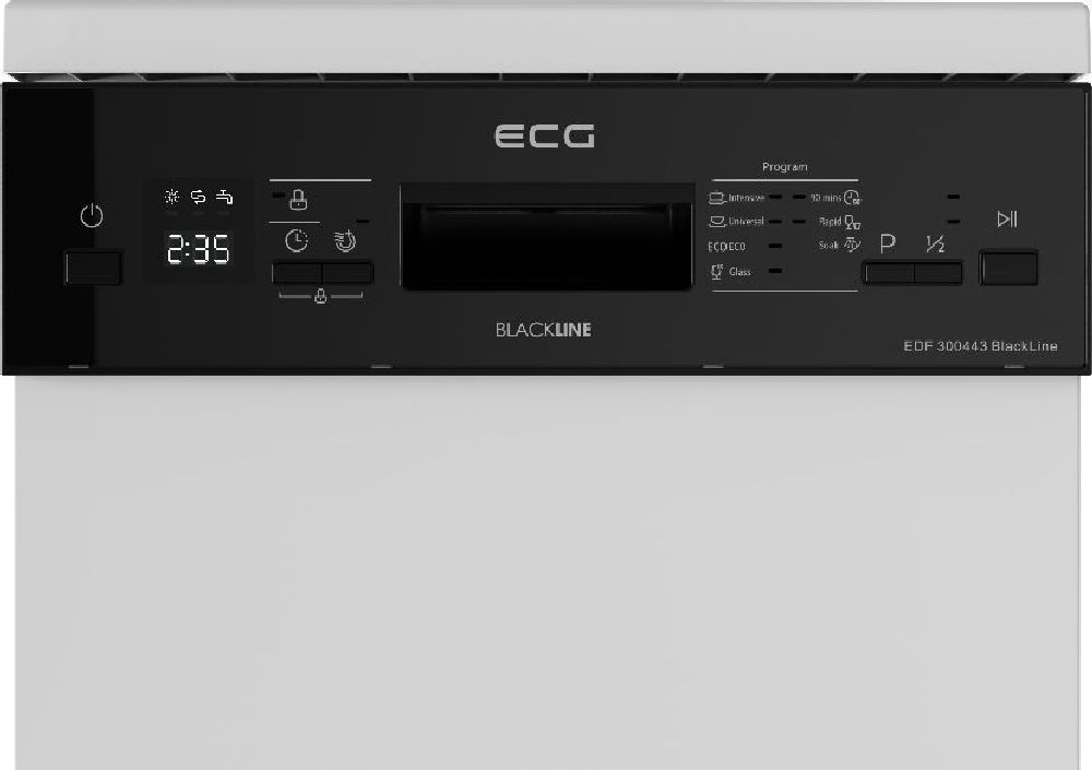 ECG EDF 300443 Blackline fehér, programok száma: 7, szabadonálló, 10 terítékes mosogatógép 