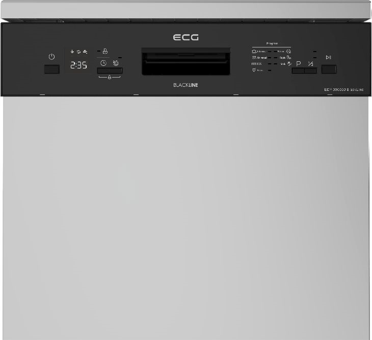 ECG EDF 300563 Blackline inox, programok száma: 7, szabadonálló, 14 terítékes mosogatógép 