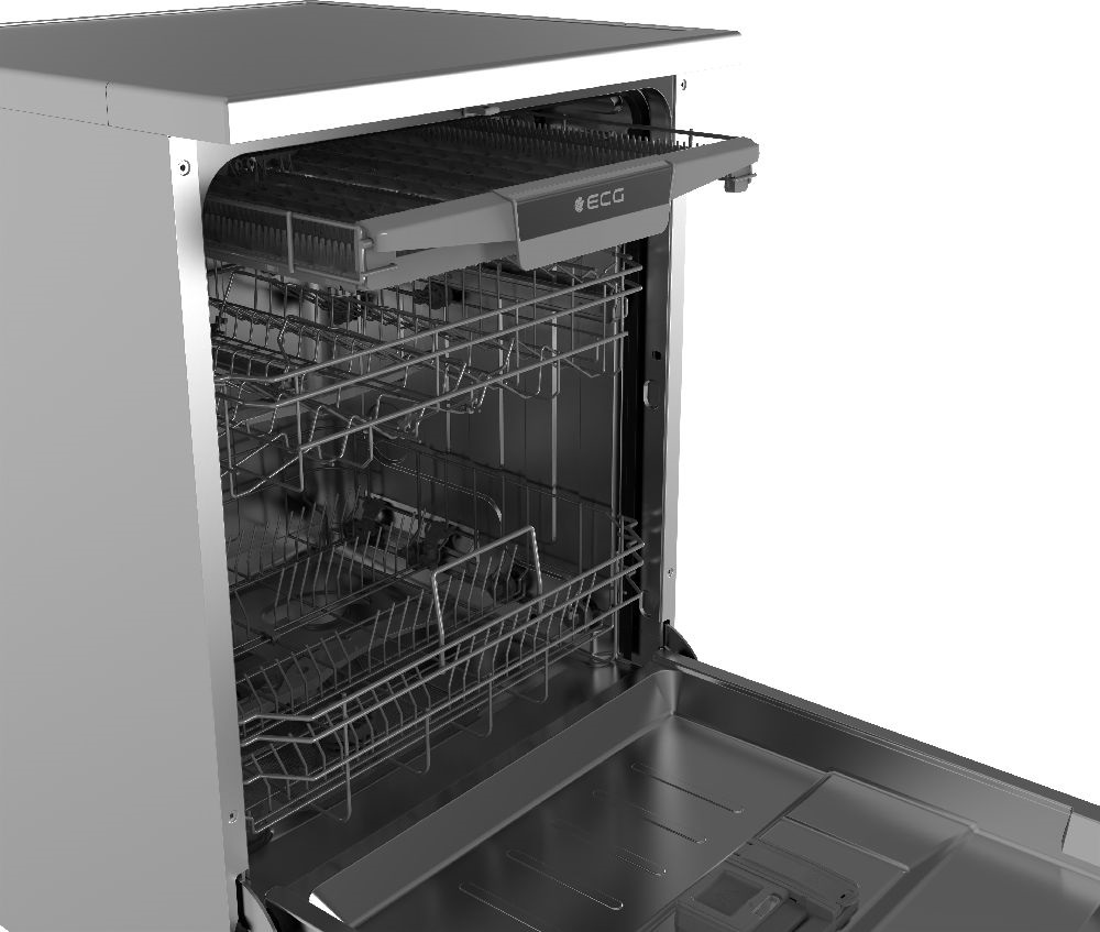 ECG EDF 300563 Blackline inox, programok száma: 7, szabadonálló, 14 terítékes mosogatógép 