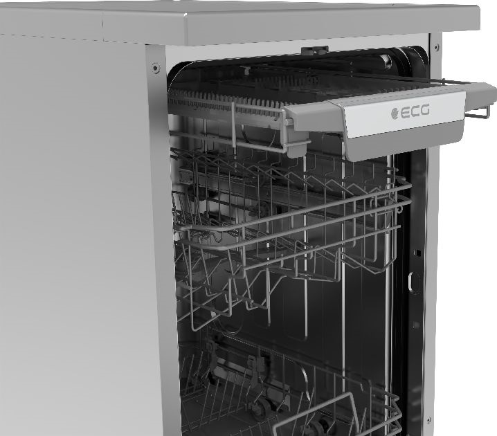 ECG EDF 300643 Blackline inox, programok száma: 7, szabadonálló, 10 terítékes mosogatógép 