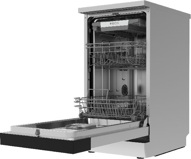 ECG EDF 300643 Blackline inox, programok száma: 7, szabadonálló, 10 terítékes mosogatógép 