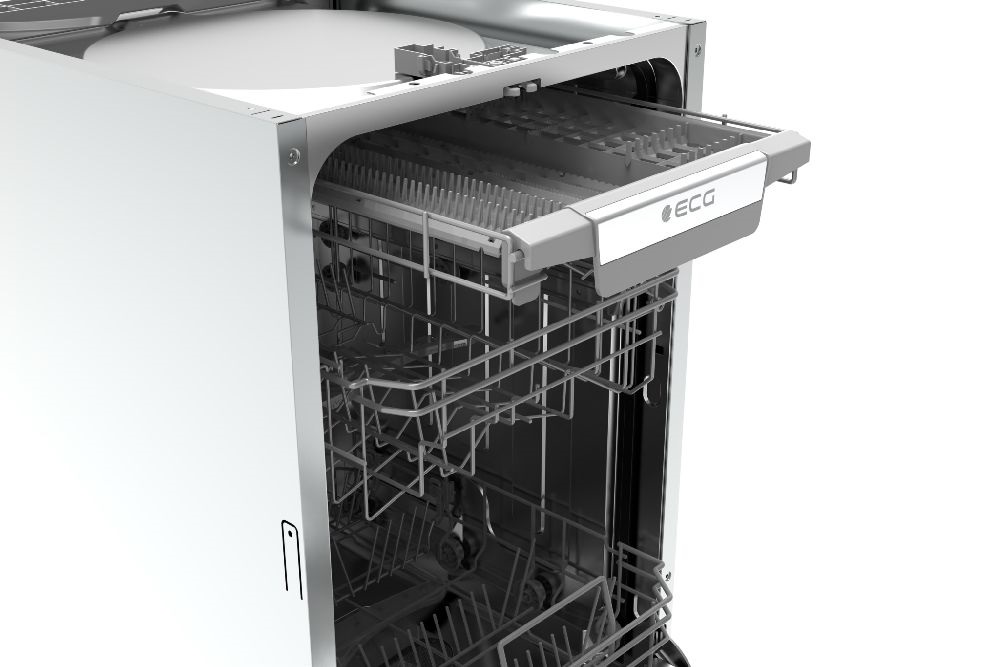 ECG EDI 100443 BlackLine inox, programok száma: 6, keskeny beépíthető, 10 terítékes mosogatógép 