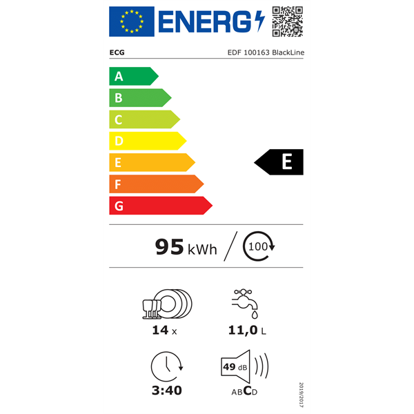 ECG EDI 300163 BlackLine beépíthető mosogatógép