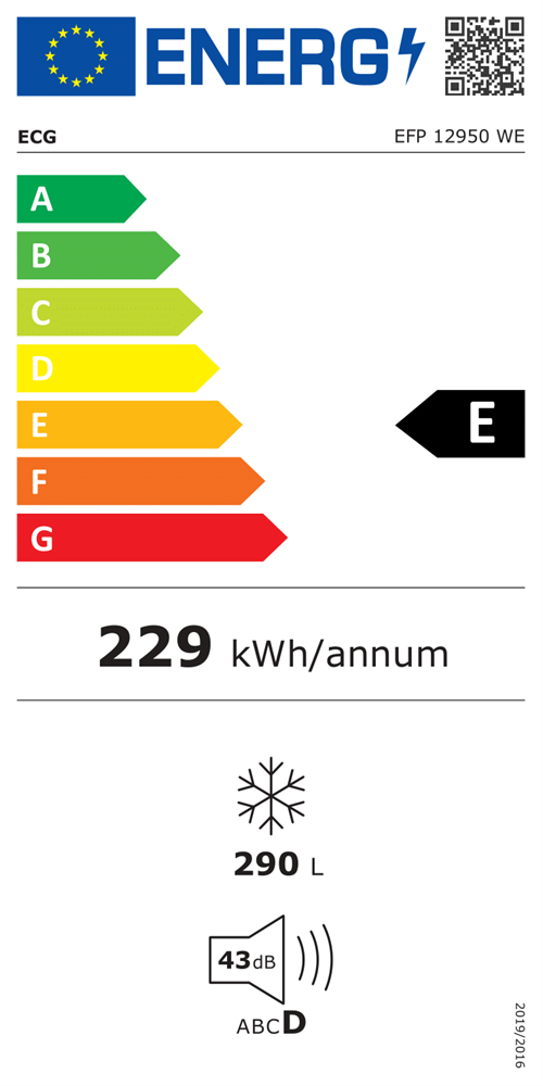 ECG EFP 12950 WE fehér, Fagyasztó:290L, fagyasztóláda