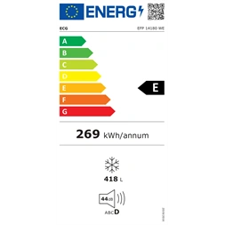 ECG EFP 14180 WE fehér, Hűtő:418L, fagyasztóláda