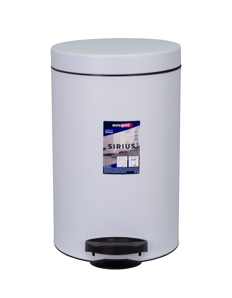 EUROGOLD SIRIUS 14l 40x25cm fehér pedálos szemetes (Használt - B)