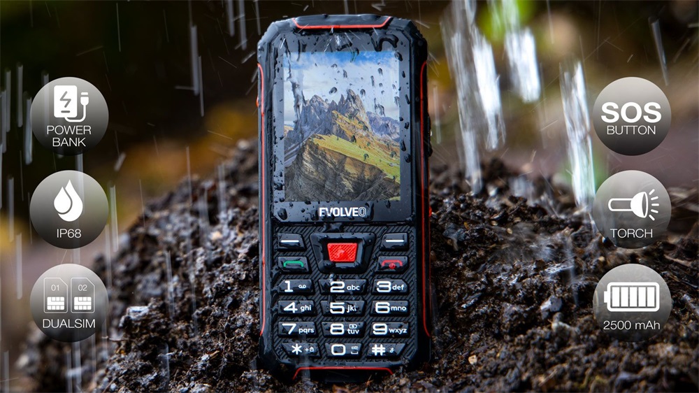EVOLVEO Strongphone W4 2,8" DualSIM fekete/piros mobiltelefon