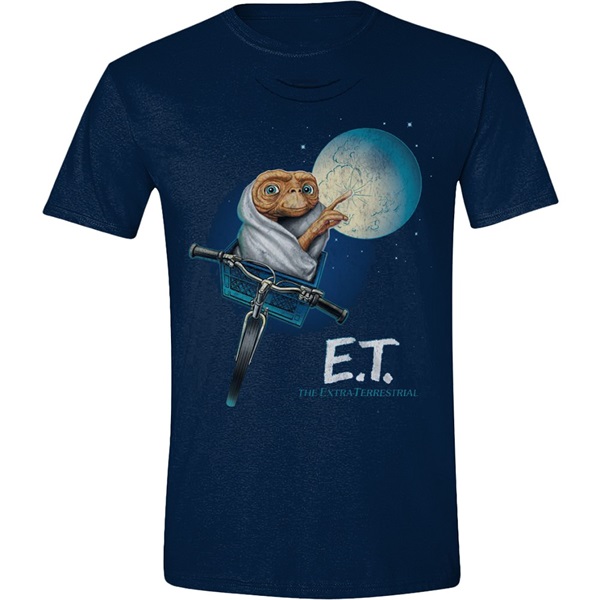 E.T. - Moon Bicycle mintás sötétkék póló, M méret