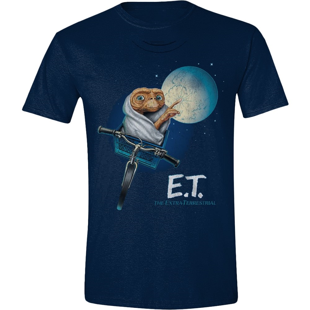 E.T. - Moon Bicycle mintás sötétkék póló, S méret