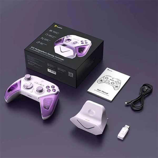 EasySMX D10, RGB, TMR Joystick, 2.4G/Bluetooth, Lila, vezeték nélküli kontroller