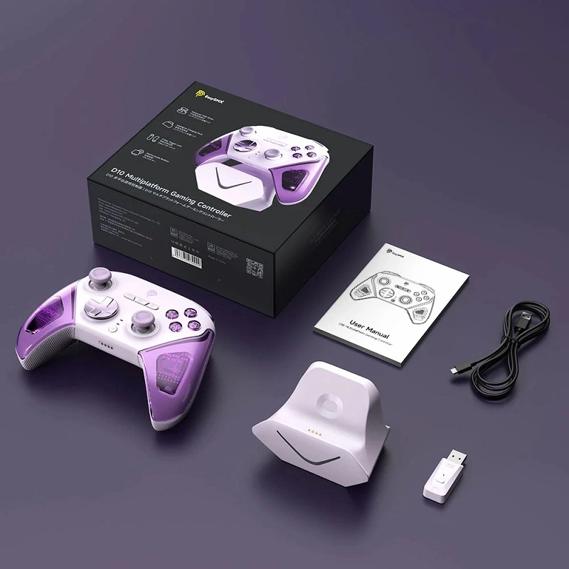 EasySMX D10, RGB, TMR Joystick, 2.4G/Bluetooth, Lila, vezeték nélküli kontroller