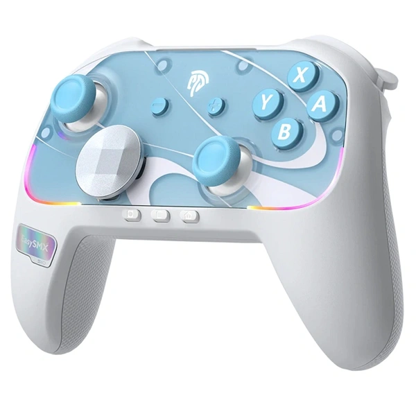 EasySMX S10, TMR Joystick, HD Rumble, Fehér-Kék, vezeték nélküli kontroller