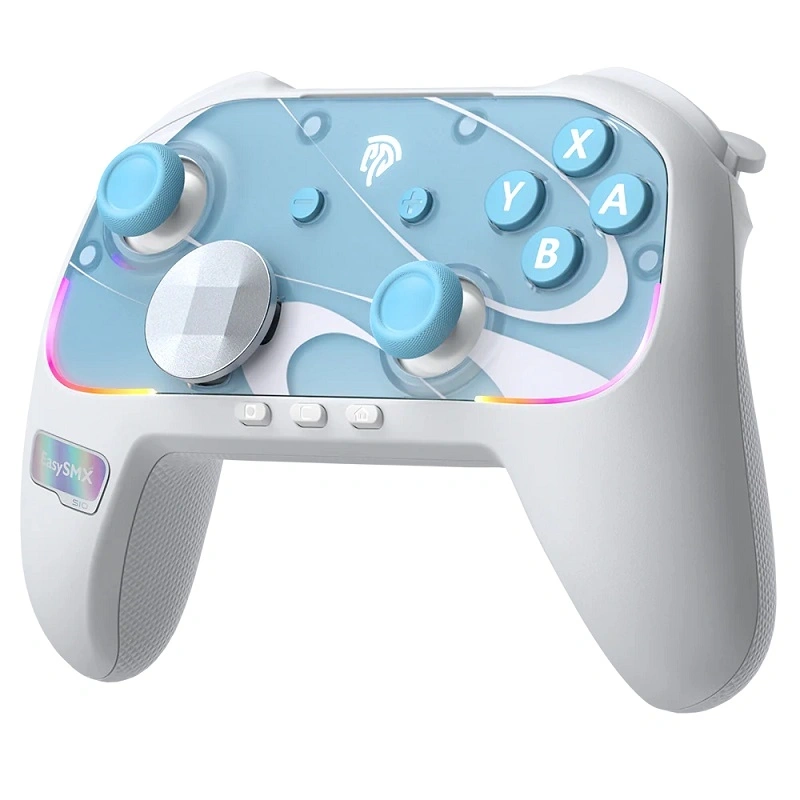 EasySMX S10, TMR Joystick, HD Rumble, Fehér-Kék, vezeték nélküli kontroller