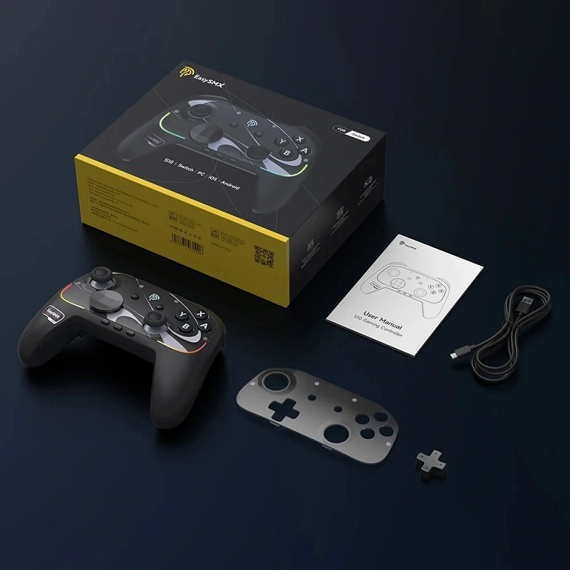 EasySMX S10, TMR Joystick, HD Rumble, Fekete, vezeték nélküli kontroller