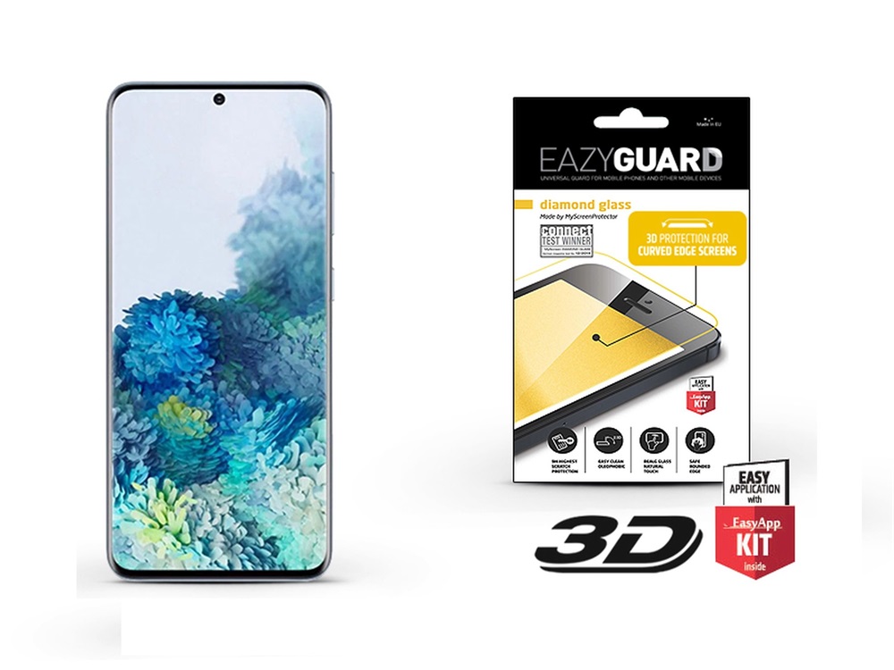 EazyGuard LA-1615 Samsung S20 fekete 3D üveg kijelzővédő fólia