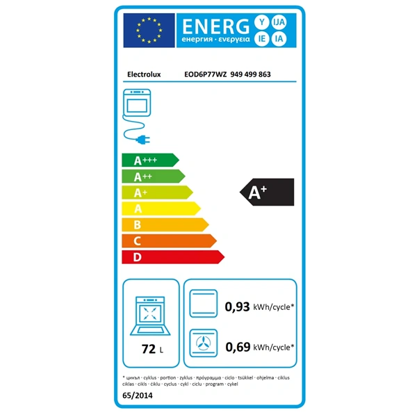 Electrolux EOD6P77WZ fekete, beépíthető, sütőtér: 72L, grill, légkeverés, sütő (Újszerű)