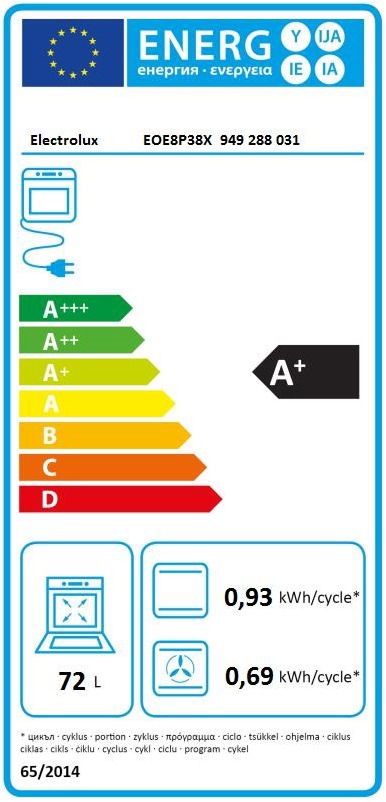 Electrolux EOE8P38X fekete-inox, beépíthető sütő, sütőtér:72L, grill, légkeverés, pirolitikus tisztítás, sütő