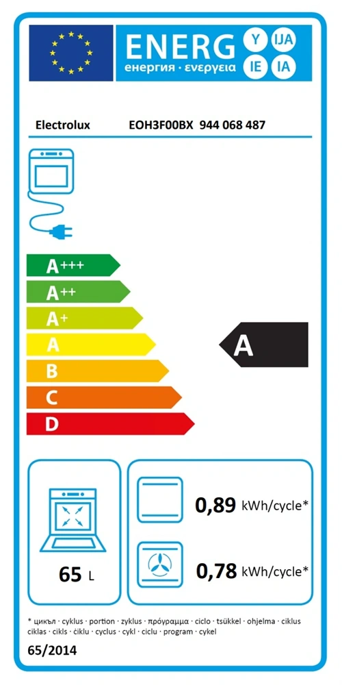Electrolux EOH3F00BX inox, beépíthető, sütőtér: 65L, grill, légkeverés, sütő (Újszerű)