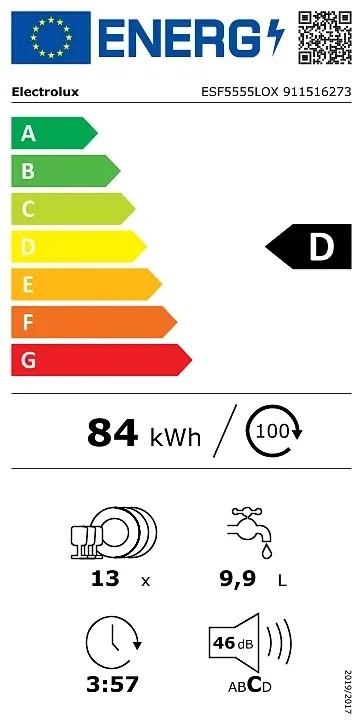 Electrolux ESF5555LOX inox, programok száma: 6, szabadonálló, 13 terítékes mosogatógép 