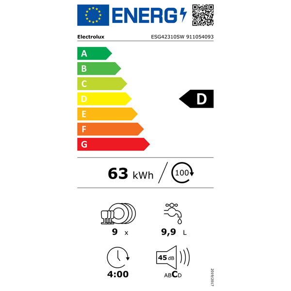 Electrolux ESG42310SW keskeny 9 terítékes mosogatógép