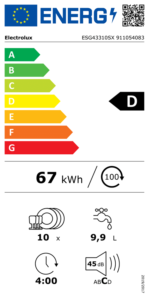 Electrolux ESG43310SX inox, programok száma: 8, keskeny szabadonálló, 10 terítékes mosogatógép 