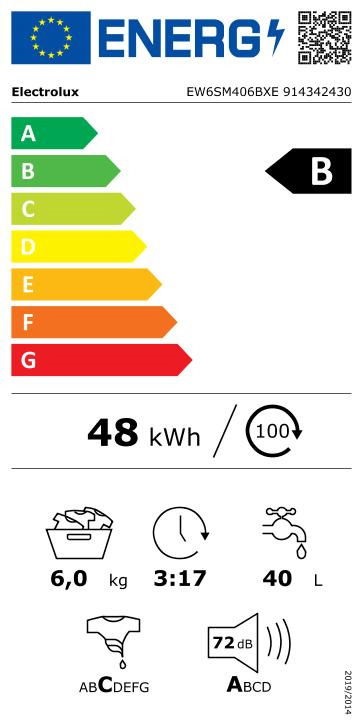 Electrolux EW6SM406BXE fekete, elöltöltős, keskeny, max.1100.ford, 6 kg, mosógép