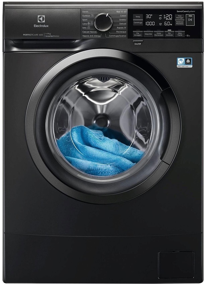 Electrolux EW6SM406BXE fekete, elöltöltős, keskeny, max.1100.ford, 6 kg, mosógép
