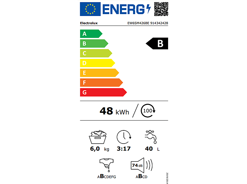Electrolux EW6SM426BE fehér, elöltöltős, keskeny, max.1200ford., 6 kg, mosógép