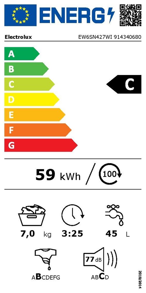 Electrolux EW6SN427WI fehér, elöltöltős, keskeny, max.1200ford., 7 kg, mosógép (Újszerű)